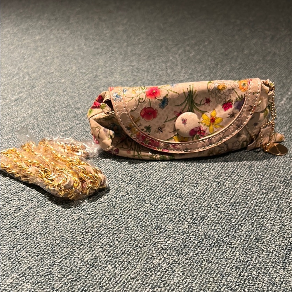 Big Buddha Floral Clutch with Gold Chain